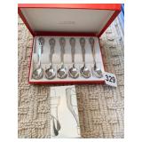 MEKA DENMARK 6 DEMITASSE SPOONS IN BOX