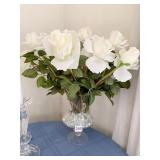 SILK ROSES W/ GLASS BEADS 10.5" H