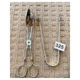 REED AND BARTON ICE TONGS AND SALAD LIFTER