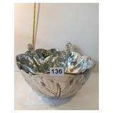 SALAD BOWL PEWTER FRUIT HANDLE SERVING PIECES -