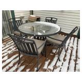 48" ROUND PATIO SET WITH 4 CHAIRS AND CUSHIONS