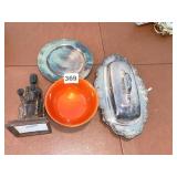 REED AND BARTON SILVER PLATE BOWL WITH ORANGE