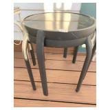 2 ROUND GLASS TOP SIDE TABLES 16"
