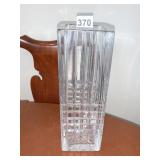 CESKA CRYSTAL VASE 10" H X 3.5" SQUARE DESIGN