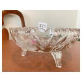 WHEEL CUT CRYSTAL FOOTED BOWL FLORAL DESIGN 7"