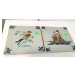 DECORATIVE TILES ONE W/ SHIP & BIRD 5" X 5"