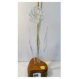 FRABEL GLASS 4PC - GLASS FLOWER W/ WOOD BASE