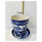 BLUE/WHITE ORIENTAL SCENE 3.5" H X 3.25" D CUP W/
