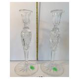 10" CRYSTAL CANDLESTICKS SIGNED BASE BCDA