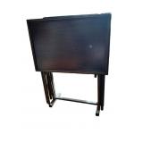 SET OF 4 TV TRAYS W/ STAND SOLID WOOD