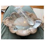 BREAD DISH AND SILVER PLATE SPOON