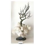 TREE OF LIFE WITH BIRDS ON A WHITE QUARTZ BASE