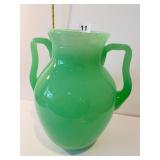 OPALINE 13" H DOUBLE HANDLE GROUND BOTTOM VASE