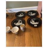 4 DECORATIVE PLATES BLACK