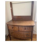 TIGER OAK DRESSER WITH MIRROR MOUNT MISSING