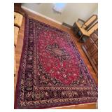 LARGE AREA RUG RED WITH SQUARE BORDER FRINGE HAS