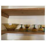 DECORATIVE BOWL AND 8 CUPS