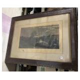 ANTIQUE PRINT SIGNED BUT DISCOLORED LOWER LEFT