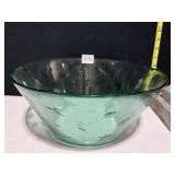 GREEN SEASHELL BOWL 11.5" D