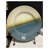 POTTERY PLATE W/ IRON HOLDER 14" D