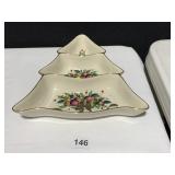 LENOX HOLIDAY TARTAN 3 SECTION CANDY DISH