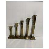 SOLID BRASS CANDLE STICKS GRADUATED, TALLEST 12"