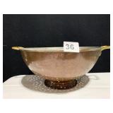COPPER BOWL W/ BRASS HANDLE STRAINER 5.5" H X 14"