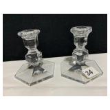 VAL ST. LAMBERT CRYSTAL CANDLE HOLDERS