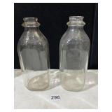 LOT OF 2 MILK BOTTLES QUART SIZE BAYER &