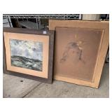 OCEAN SCENE PRINT, GIRL PICTURE AS FOUND