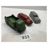 TOOTSIE METAL CAR, 2 RUBBER CO CARS SEE PHOTOS