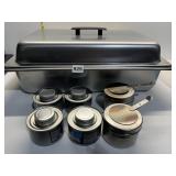 CHAFFING HOLDER, PAN WITH LID CHAFING FUEL,