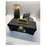 DRILL BITS IN CASES, SM. PLASTIC TOOLBOX