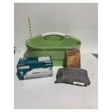 BUCKET, HALOGEN BULBS, HOODED PONCHO