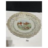 PORCELAIN HUNT SCENE PLATE OPEN DESIGN 12"