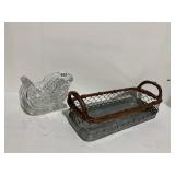 CRYSTAL SLEIGH & METAL BASKET
