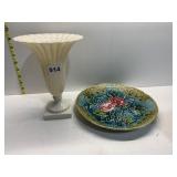ROSE PLATE 10", VASE 9"