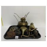 BRASS OIL LAMP, OIL LAMP PARTS