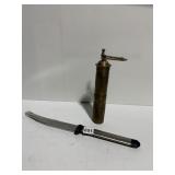 BRASS SALT MILL, KNIFE UNMARKED