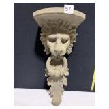 CEMENT LION WITH RING IN MOUTH WALL SHELF 16" X
