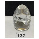 HANDMADE CRYSTAL ETCHED EGG POLAND 3" H