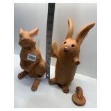 CLAY BUNNIES BOTH HAVE SOME DAMAGE