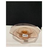 PINK PEDESTAL PLATE 10" W X 3"