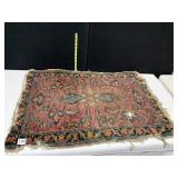 ANTIQUE AREA RUG 33" X 23" - WEAR AND HOLE