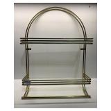 WALL SHELF BRASS & GLASS 21" H X 17" W X 3" D