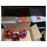 NEW BOXES AND 3 OVERSIZED ORNAMENTS