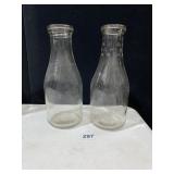 LOT OF 2 MILK BOTTLES QUART SIZE RIECK NATIONAL