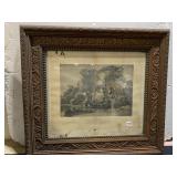 ORNATE WOOD FRAME PRINT W/ CENTER BEADING PRINTED