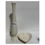 LENOX BUD VASE & HEART SHAPED CANDY DISH