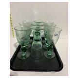WINE GLASSES GREEN GLASS, GRAPE DESIGN 9